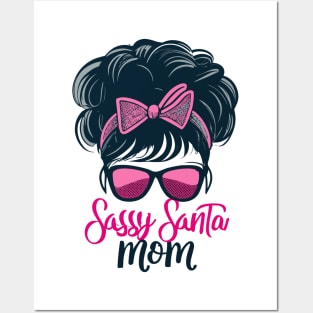 "Sassy Santa Mom Silhouette" - Funny Christmas Mom Posters and Art